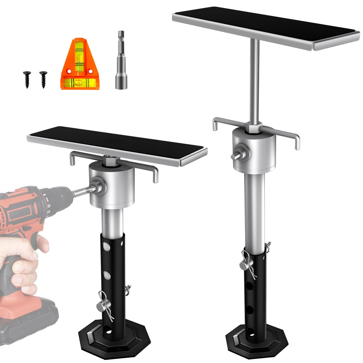 BuyGoe front view of slide out supports showing robust build and quick placement benefit