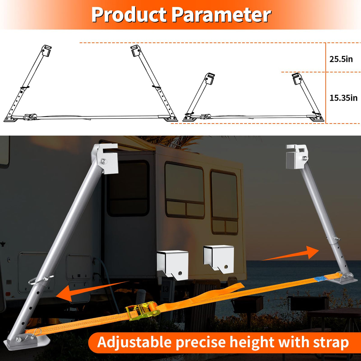 BuyGoe stabilizer installed under RV demonstrating reduced wobble and steadier platform
