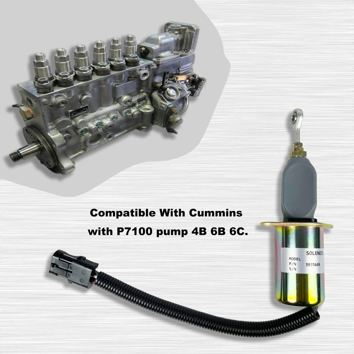 BUYMACHINERYPARTS solenoid installed on engine demonstrating correct in-place fitment