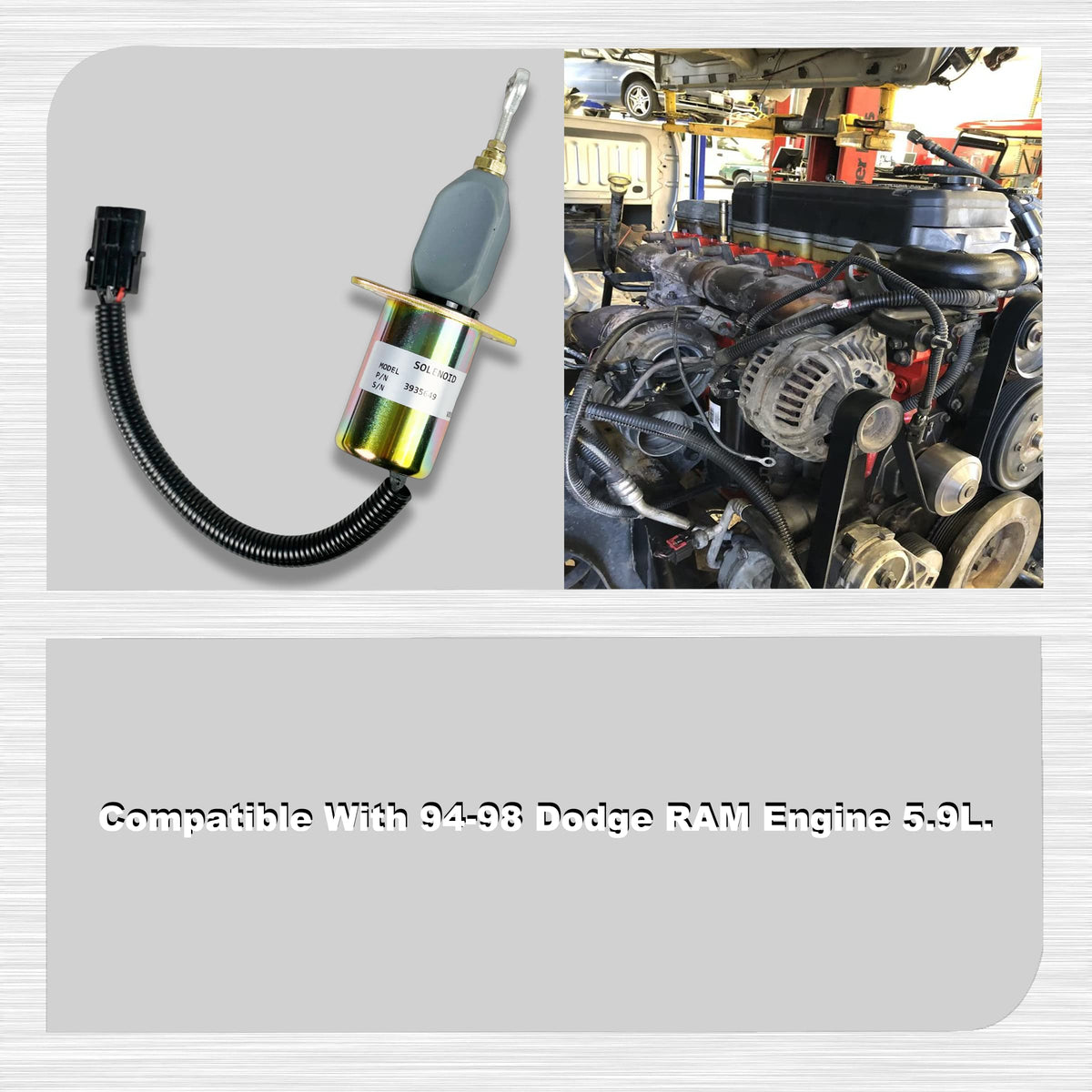 BUYMACHINERYPARTS solenoid side profile illustrating body shape and electrical lead