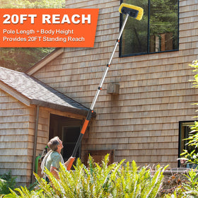 Buyplus extended aluminum telescoping pole demonstrating reach and stability