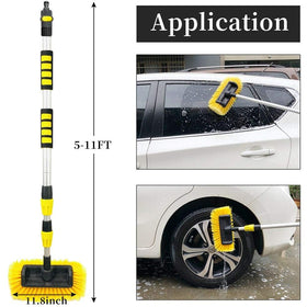 Buyplus extended pole cleaning an RV roof illustrating ladder-free reach and safety benefit