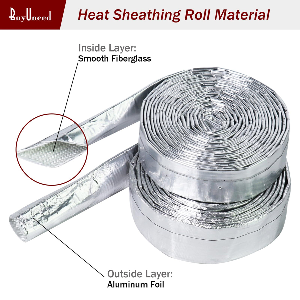 BuyUneed close-up of aluminized foil surface reflecting heat for protection
