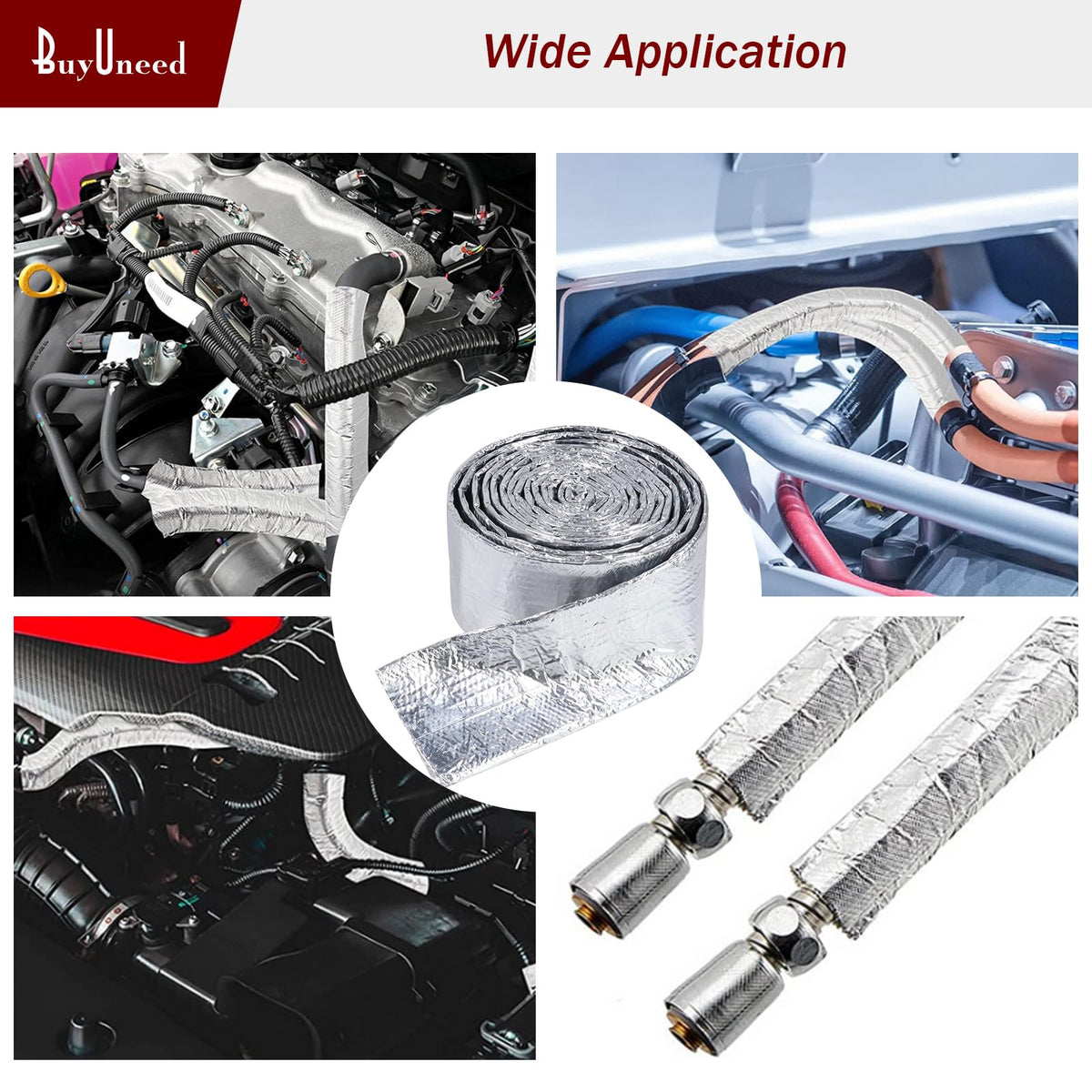 BuyUneed protecting lines near exhaust header illustrating high-heat defense