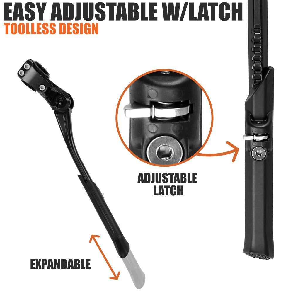 BV kickstand height adjustment latches showing eight position settings for fit