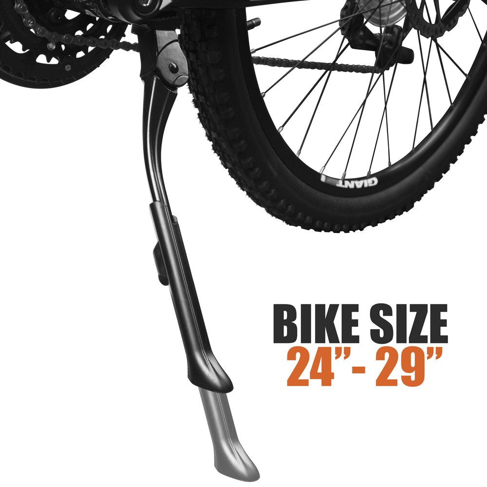BV kickstand on parked bike in park showing reliable stability benefit