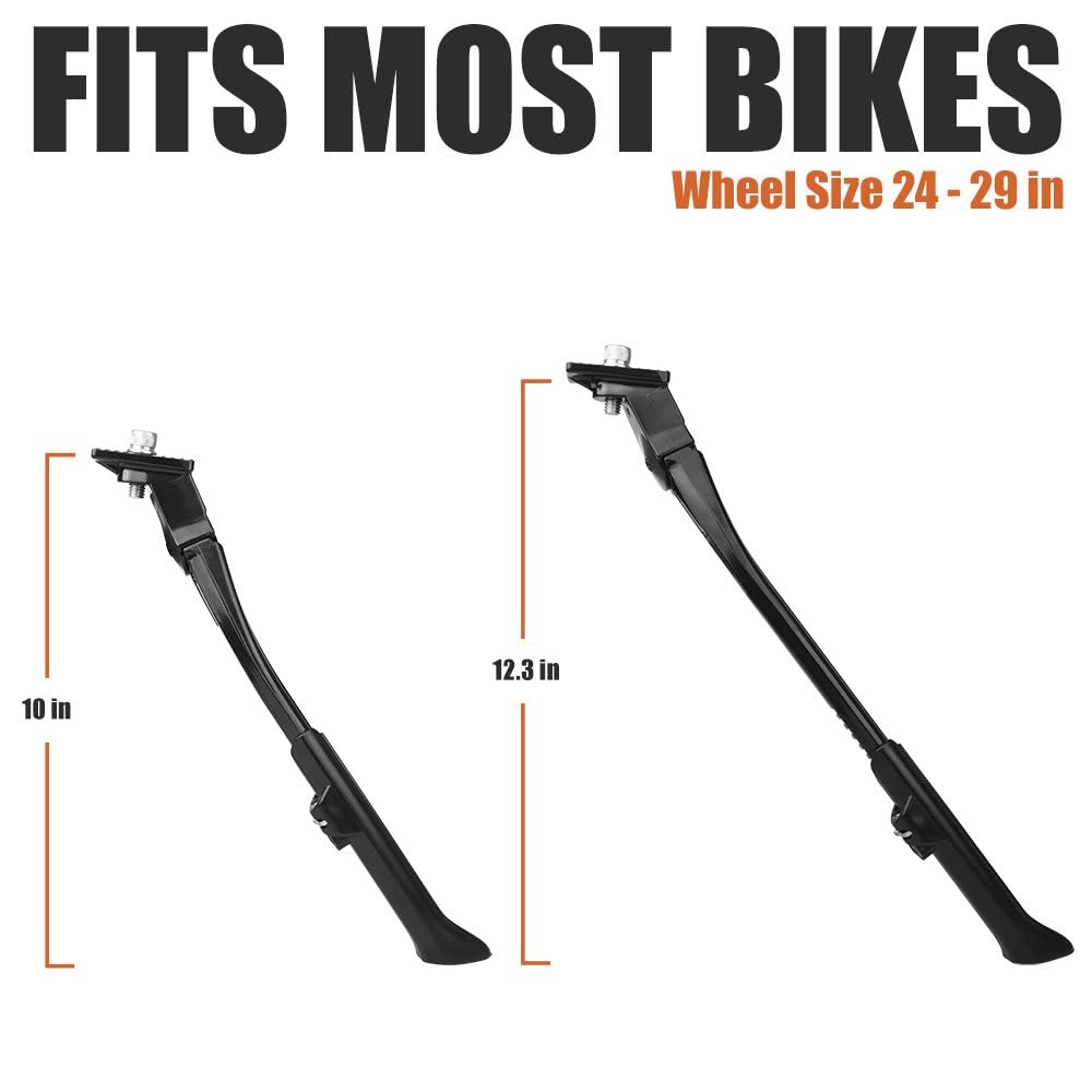 BV kickstand mounted on adult bike illustrating secure center-frame installation and balance