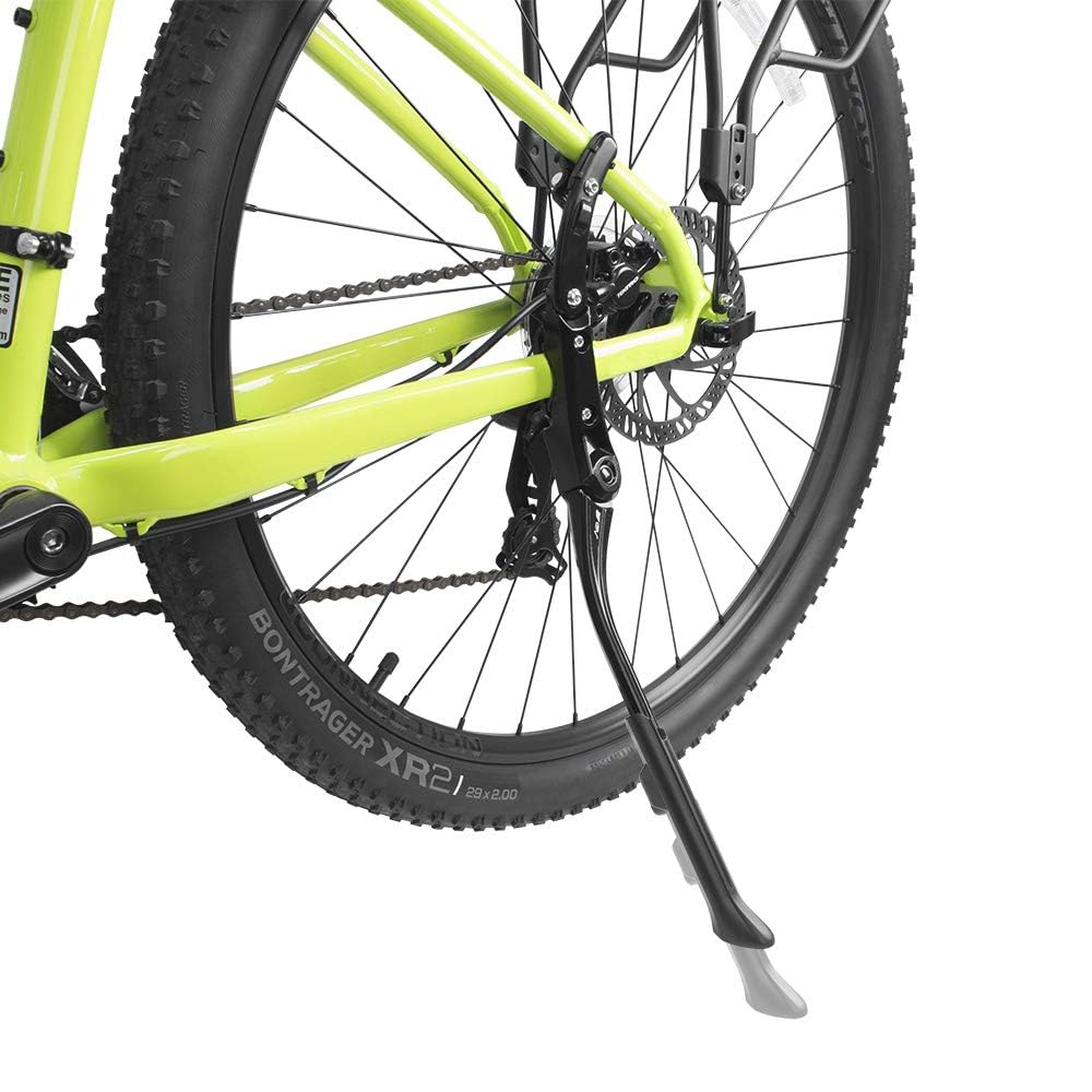BV kickstand fitted on mountain bike showing stability on gravel path