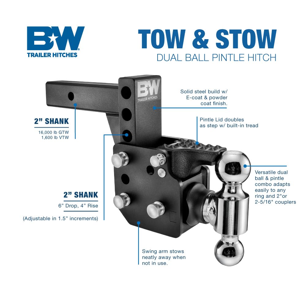 B&W pintle lid folded down as treaded step demonstrating secure stow and grip