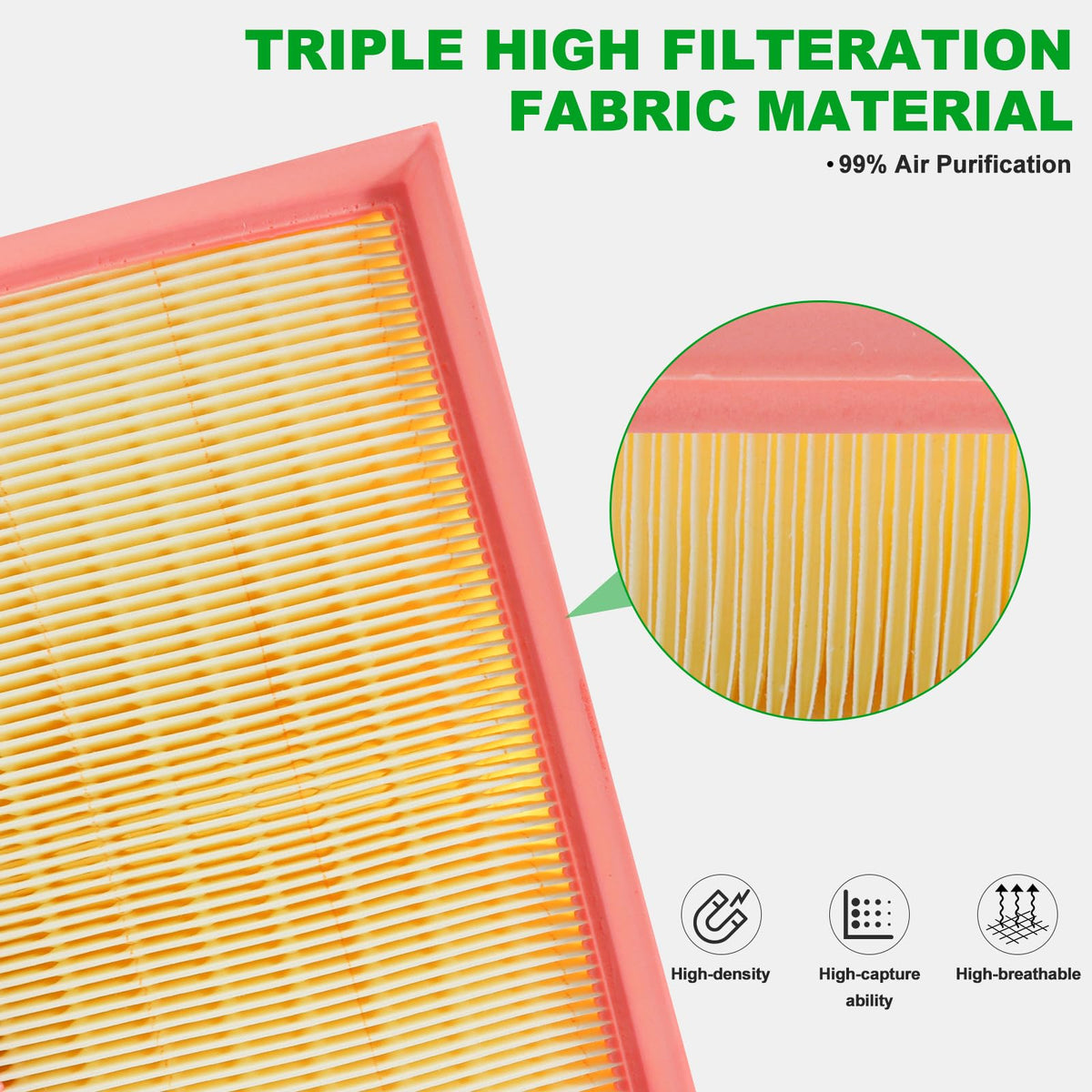 BX-Good engine filter close-up showing pleated media and sealing edge to protect intake performance