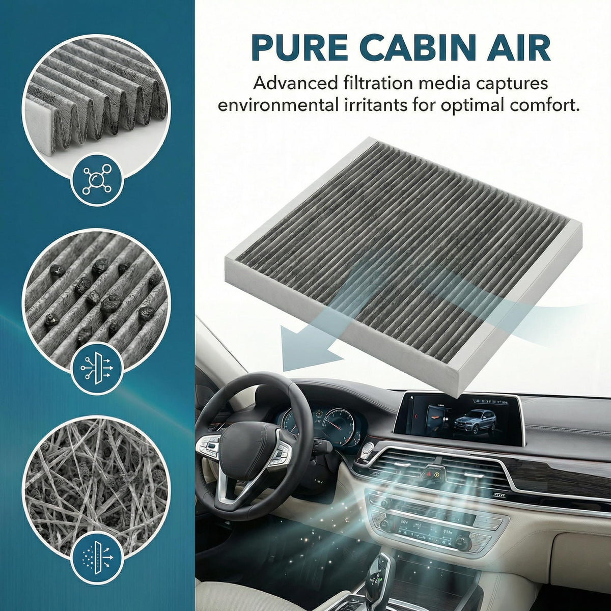 BX-Good filters being installed in glovebox demonstrating quick DIY replacement