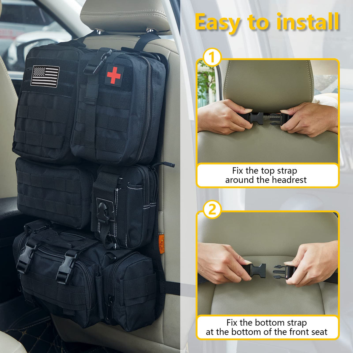 BXBXHD installed on a truck seat back offering space-saving storage