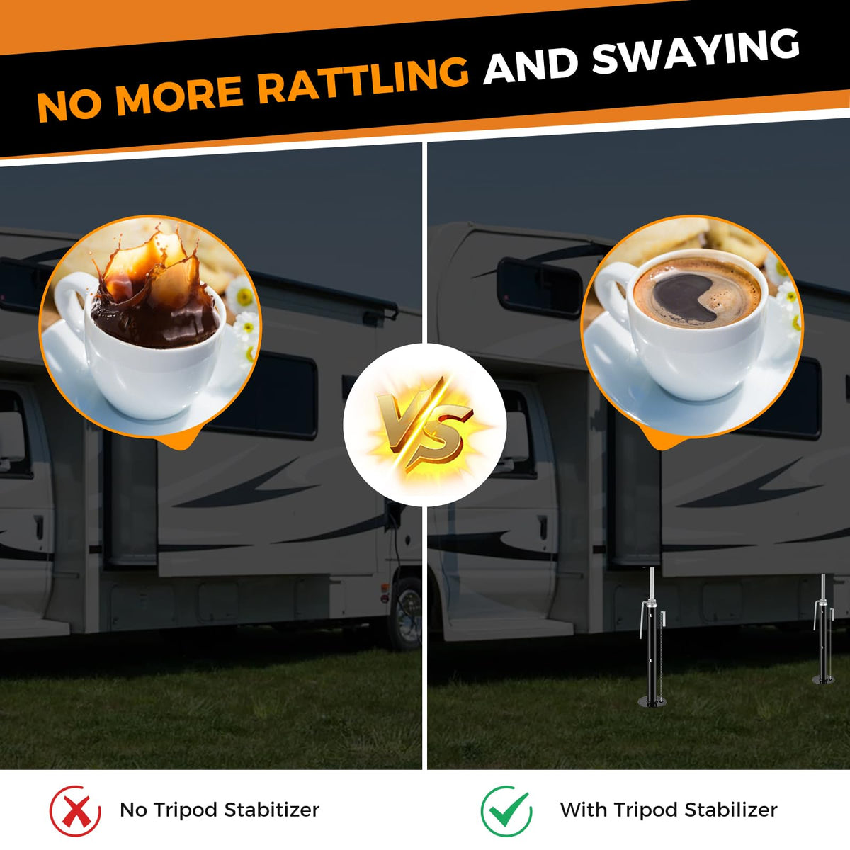 BYERNAUTO lifestyle shot at campsite showing reliable stabilization for worry-free camping
