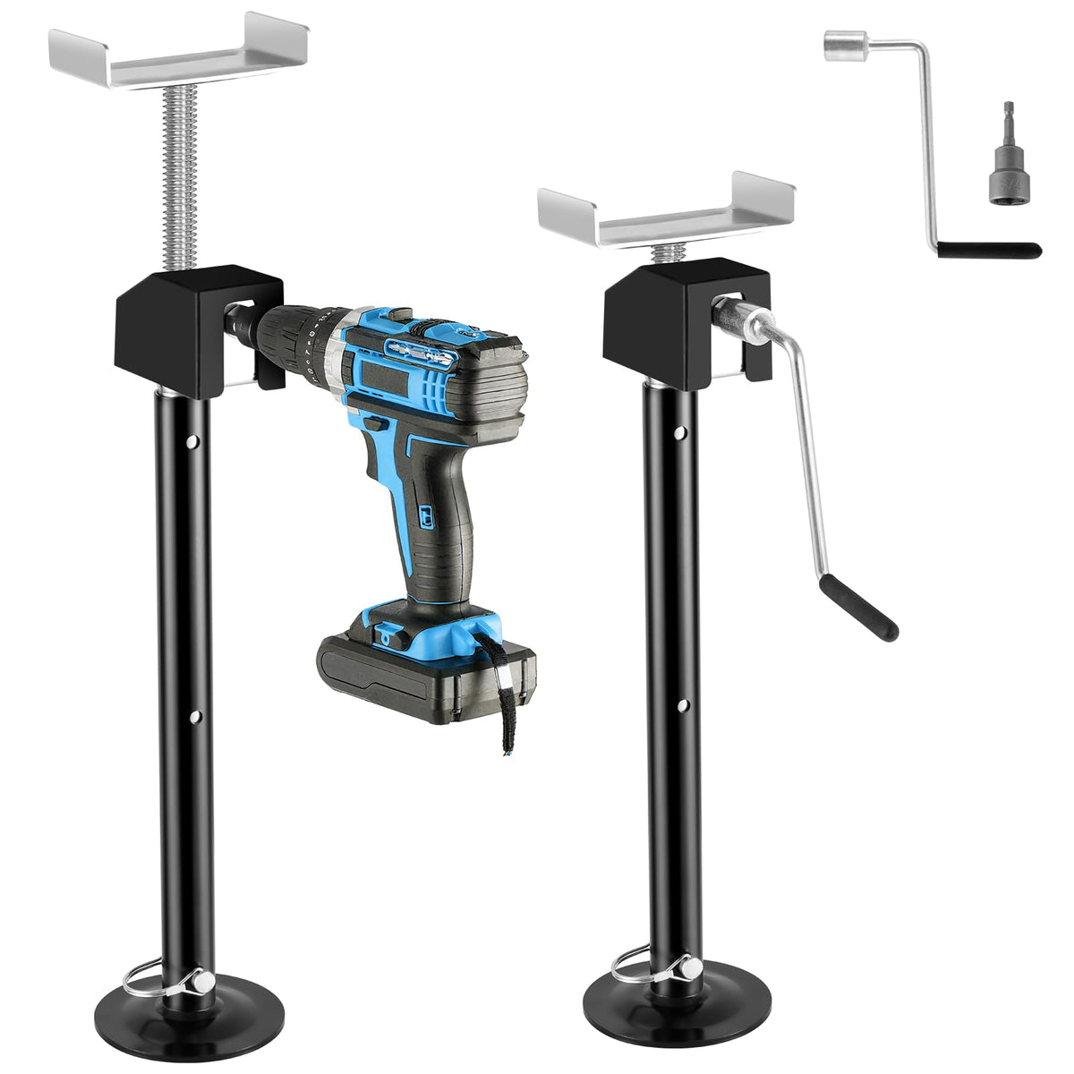 BYERNAUTO front packaging showing two support jacks and included hardware for quick setup