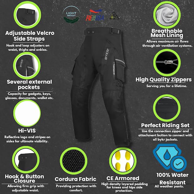 BYKR rider wearing overpants on trail demonstrating coverage and mobility
