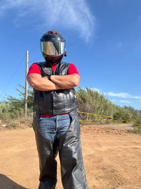 BYKR in-use rider wearing vest on motorcycle benefit: practical riding functionality