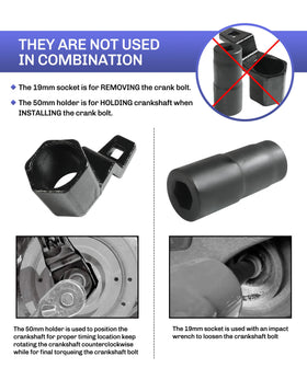 bylikeho 50mm crankshaft pulley holder close-up showing compact hollow center and secure hold benefit