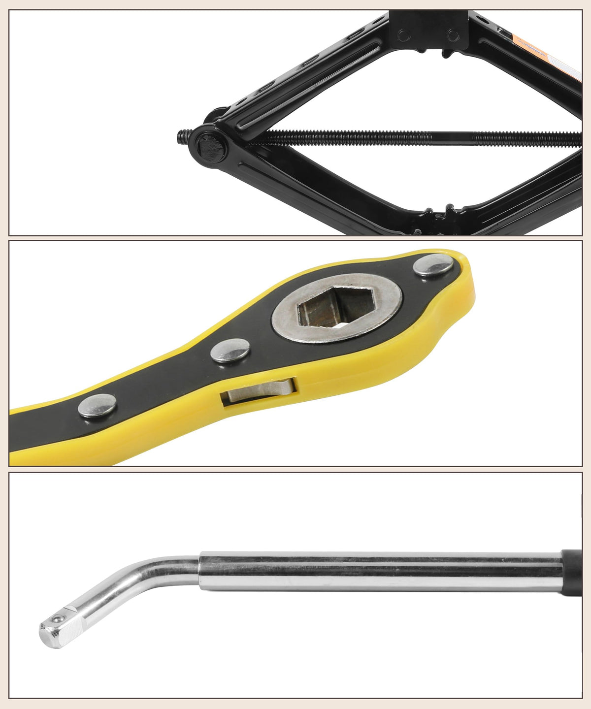 bylikeho scissor jack lifting a sedan showing safe, stable elevation benefit