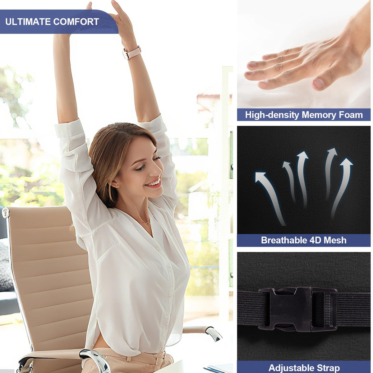 BYMECOST lumbar pillow installed on a car seat offering improved driving comfort