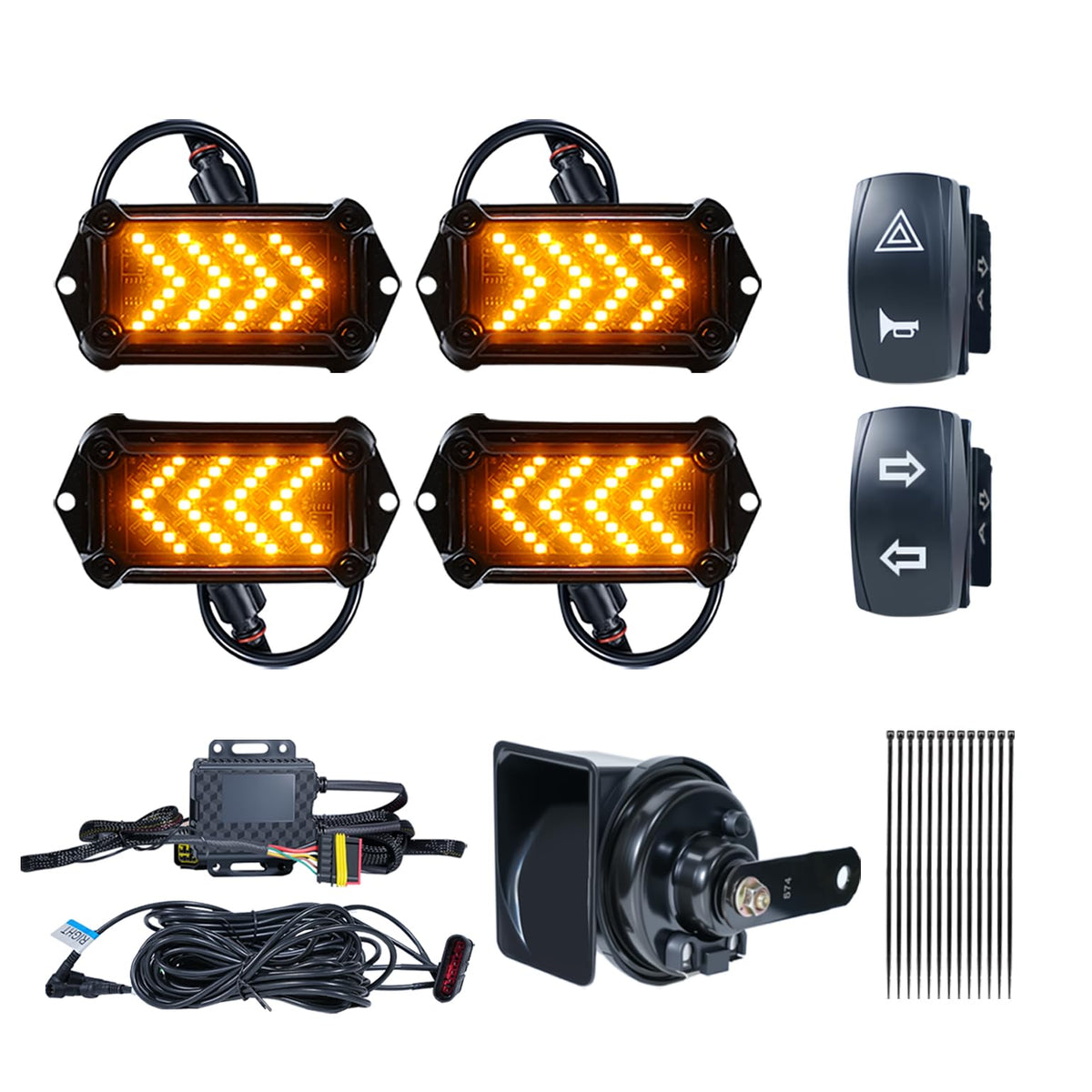 BystralX front packaging showing complete turn signal kit, simplifies installation