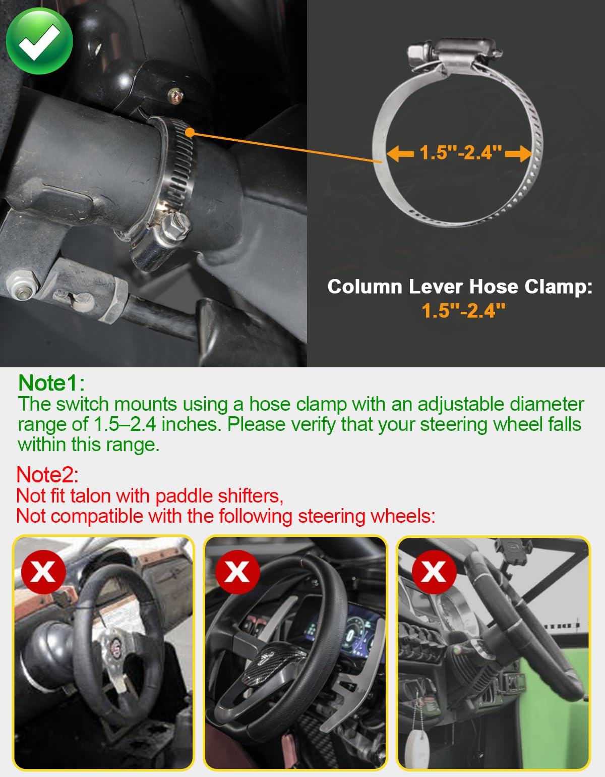 BystralX lever switch clamped on steering column showing space-saving control benefit