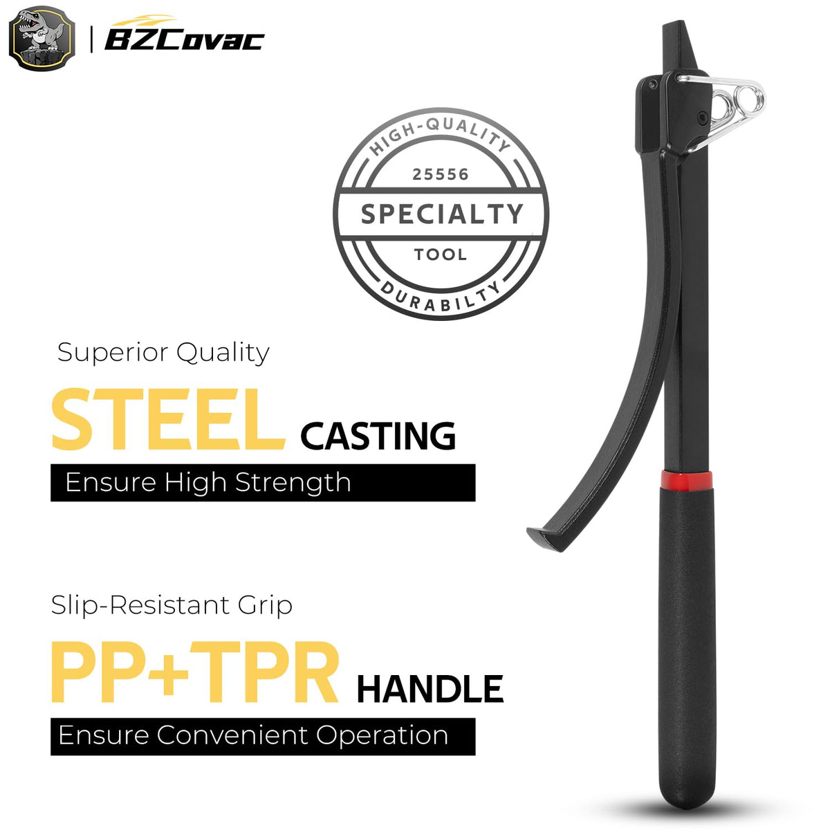 Bzcovac rubber-coated handle detail for comfortable grip and control