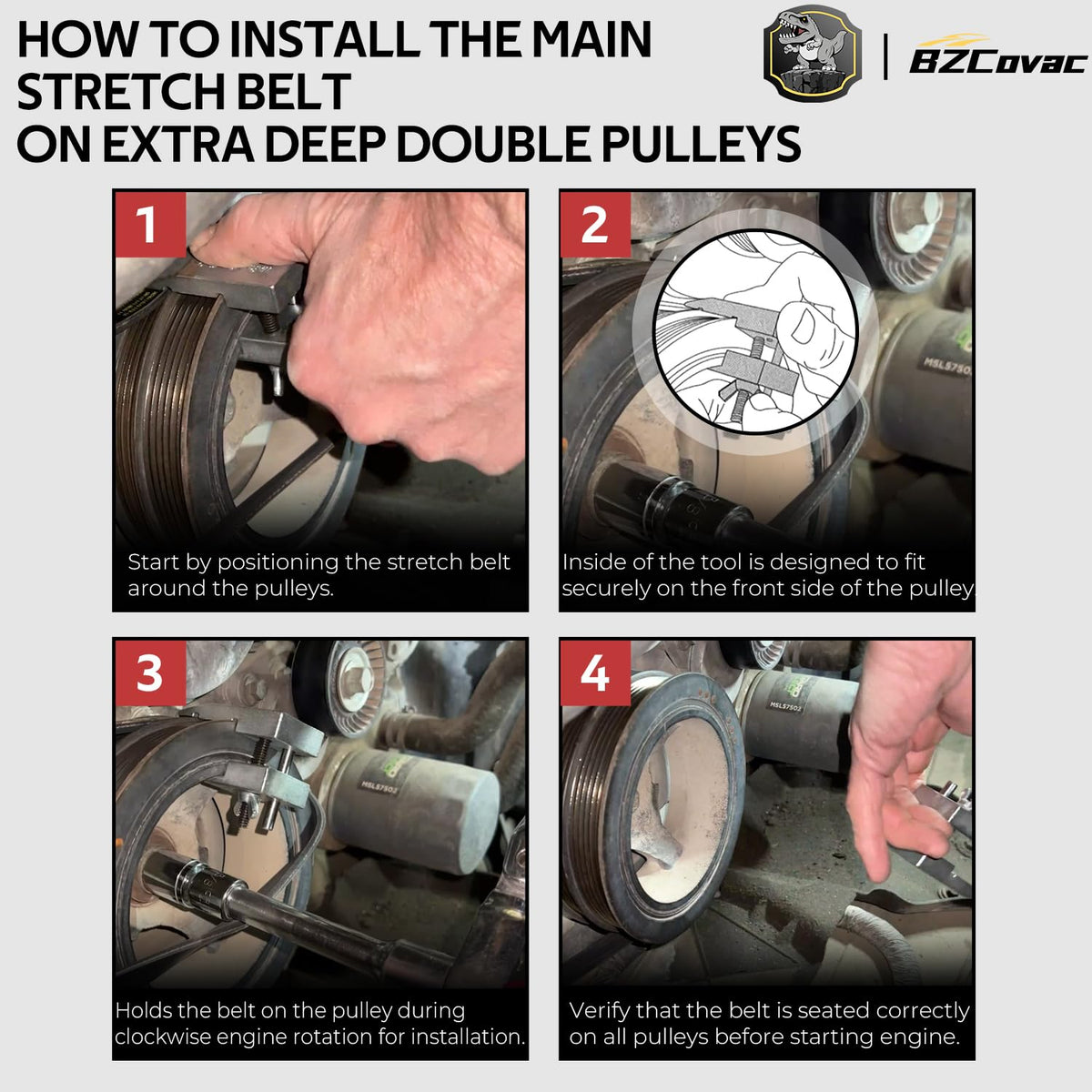 Bzcovac installed holding belt in place while engine is rotated