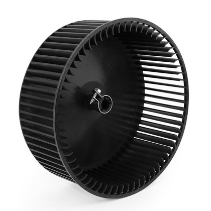 BZTT blower wheel front view showing balanced vanes and quiet performance