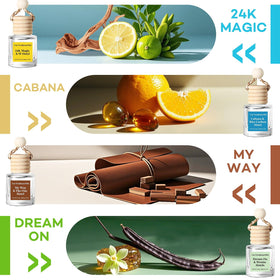 C CLASSY clear labels with scent names highlighting hotel-inspired aromas