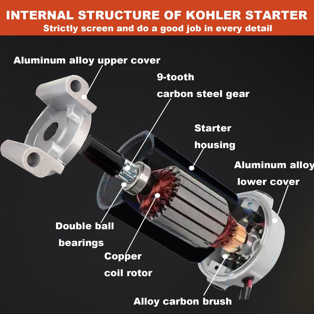 C CLINK starter pinion close-up showing 9-tooth gear for stronger engagement