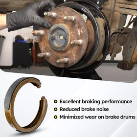 C-Tzu installed rear shoe inside brake drum, demonstrates direct OE fitment