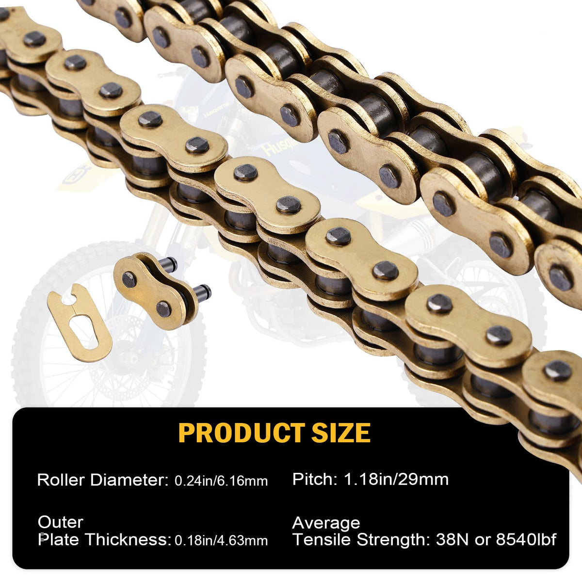 C-Tzu chain laid out to show 118 links and correct 520 pitch for fit confirmation