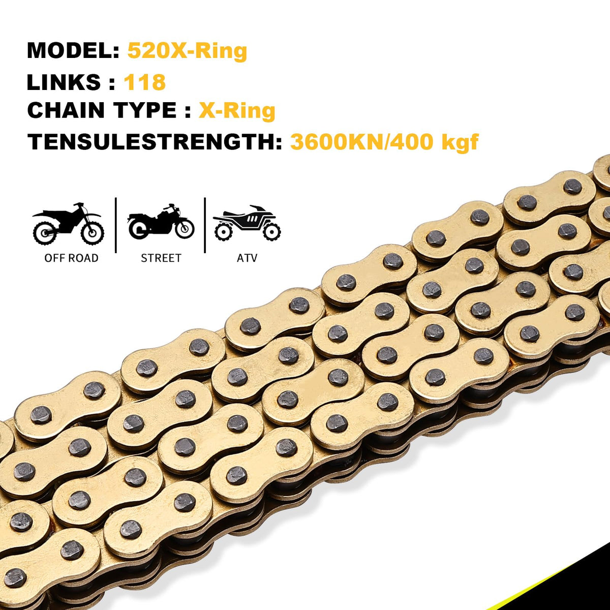 C-Tzu chain installed on an off-road motorcycle showing reliable trail performance