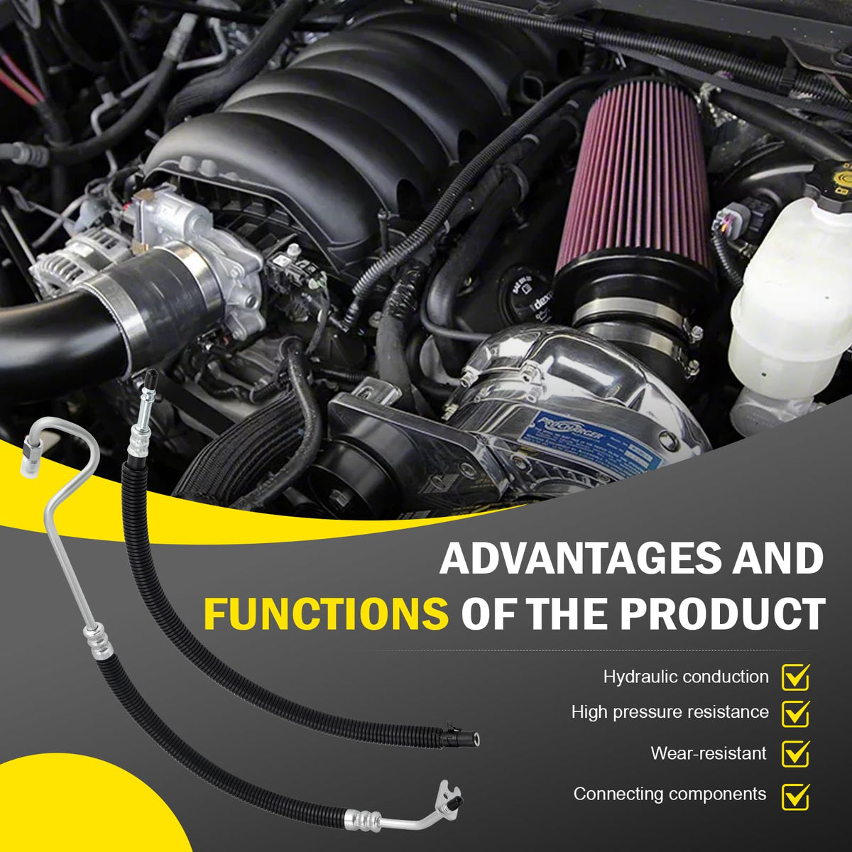 C-Tzu hoses installed underhood of a Chevy Silverado demonstrating correct routing and restored steering function