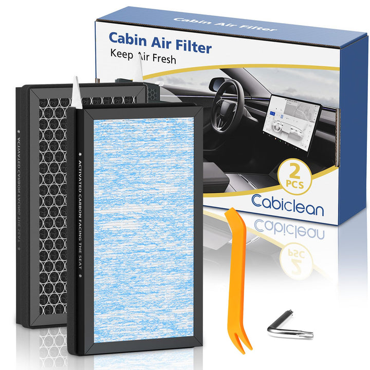 Cabiclean front packaging showing compatible Tesla models and benefits