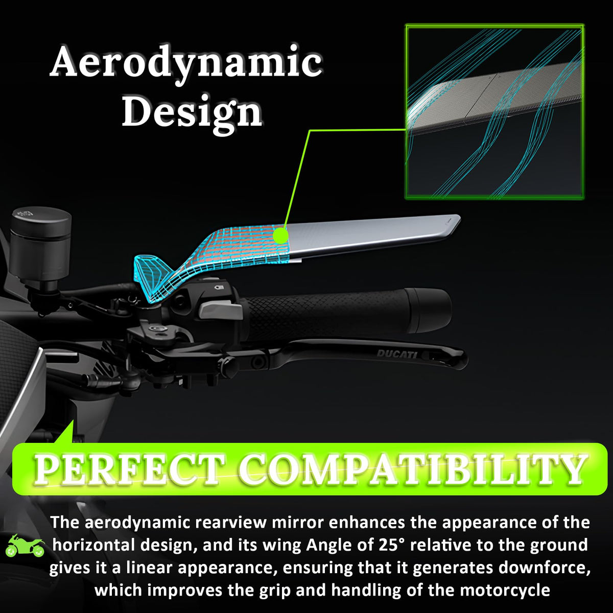 Caboriallan mounted on Kawasaki demonstrating fitment and stylish upgrade