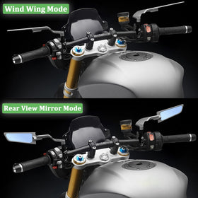 Caboriallan mirror folded to wing position showing low-profile styling and reduced drag