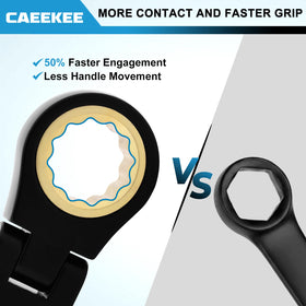 CaeeKee wrench in use inside an engine bay showing access to tight fasteners