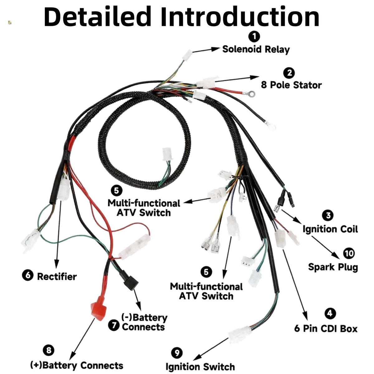 CAFEZAYO wiring harness close-up with labeled connectors for straightforward installation