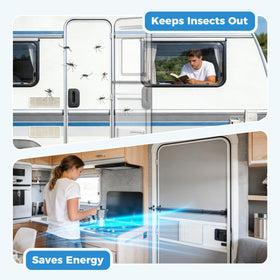 Calanofin side profile with door opening illustrating smooth automatic shut