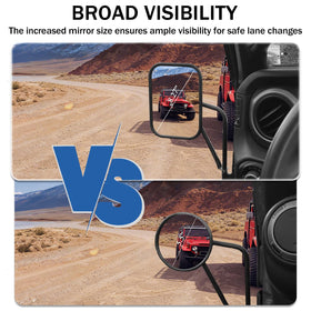 CALBEAU close-up of 7.7-inch tempered glass lens improving rear visibility