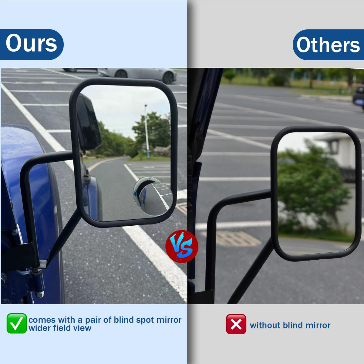 CALBEAU mirror installed on Jeep door demonstrating easy fit and quick install