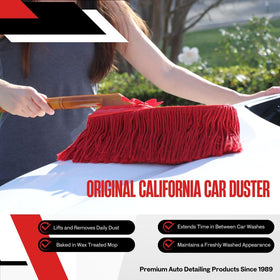 California Car Duster head shown against ruler to display 15-inch coverage for speed