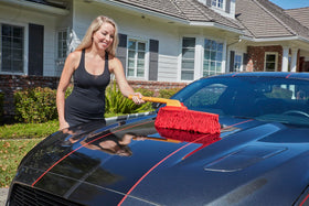 California Car Duster hanging on wall showing compact storage and protected fibers