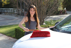 California Car Duster wooden handle detail demonstrating sturdy grip and balanced reach