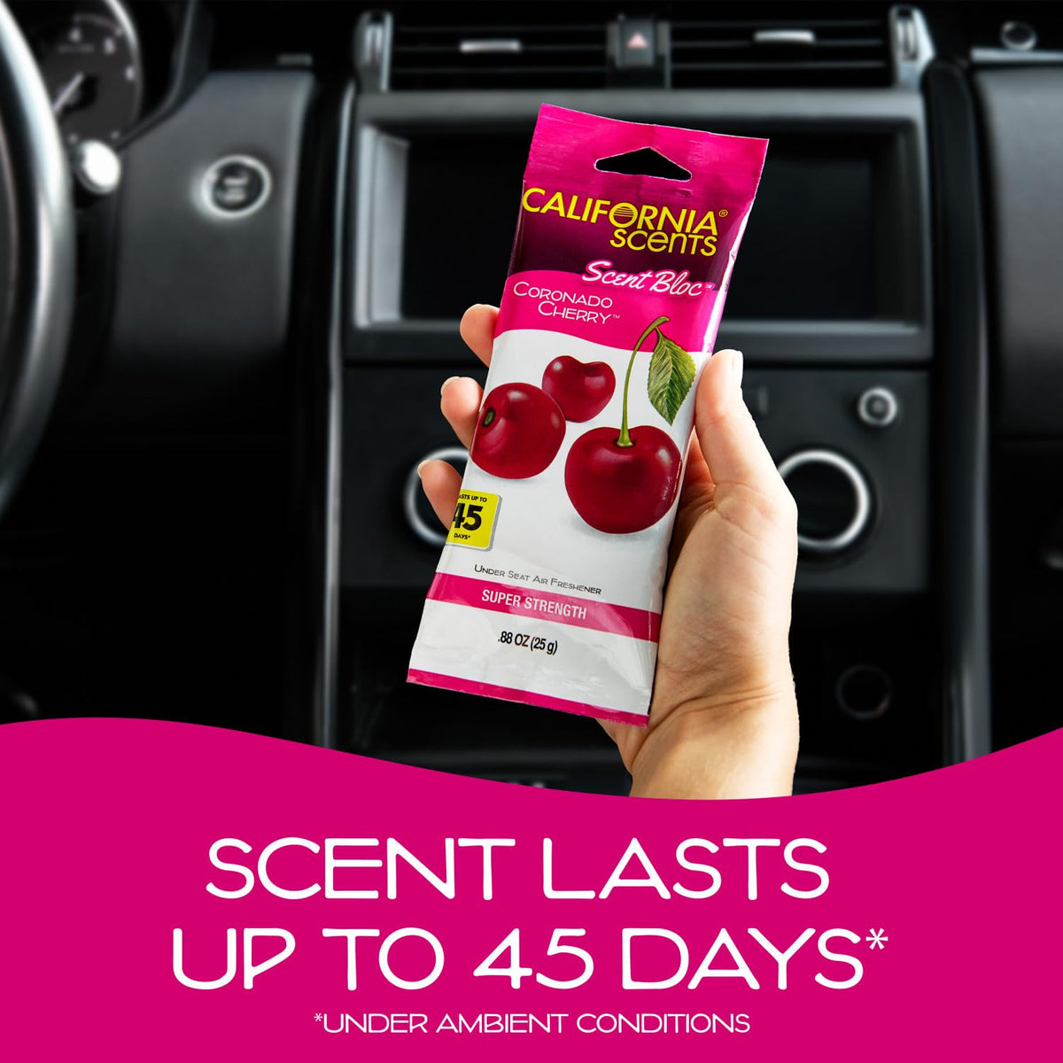 California Scents pad close-up revealing biodegradable fiber and steady-release benefit