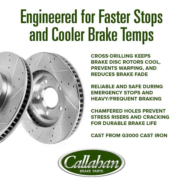 Callahan ceramic brake pads stacked to show friction surface and quieter braking benefit