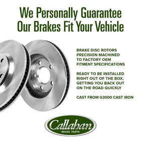 Callahan BRAKE PARTS rotor and pad installed on wheel hub demonstrating proper fit