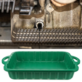 CALLARON drain pan in garage lifestyle scene supporting routine maintenance