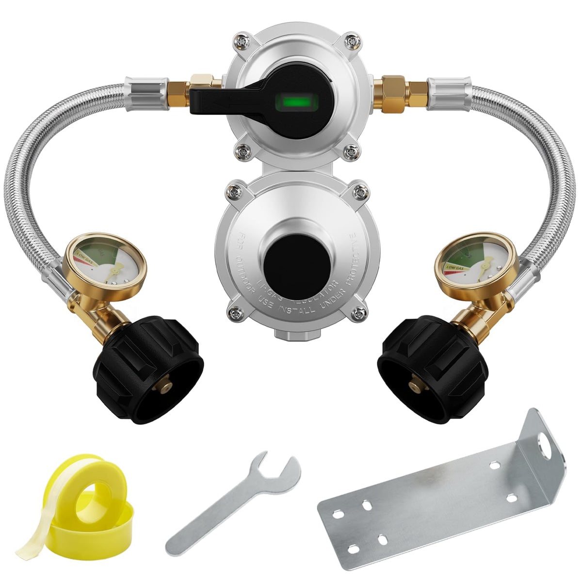 CALPOSE regulator front view showing selector and sturdy brass body for reliable control